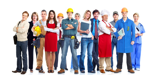 Group of business people team. Isolated over white background.